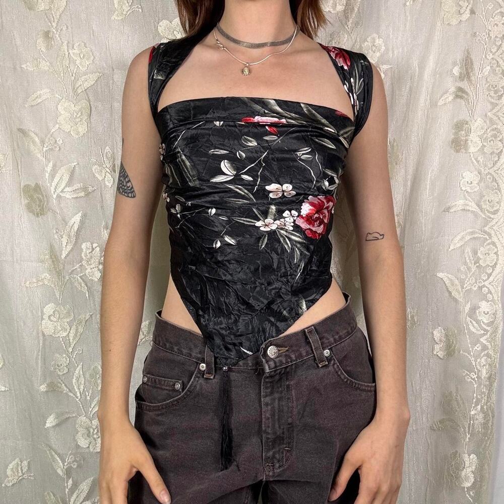 Black Floral Triangle Scarf